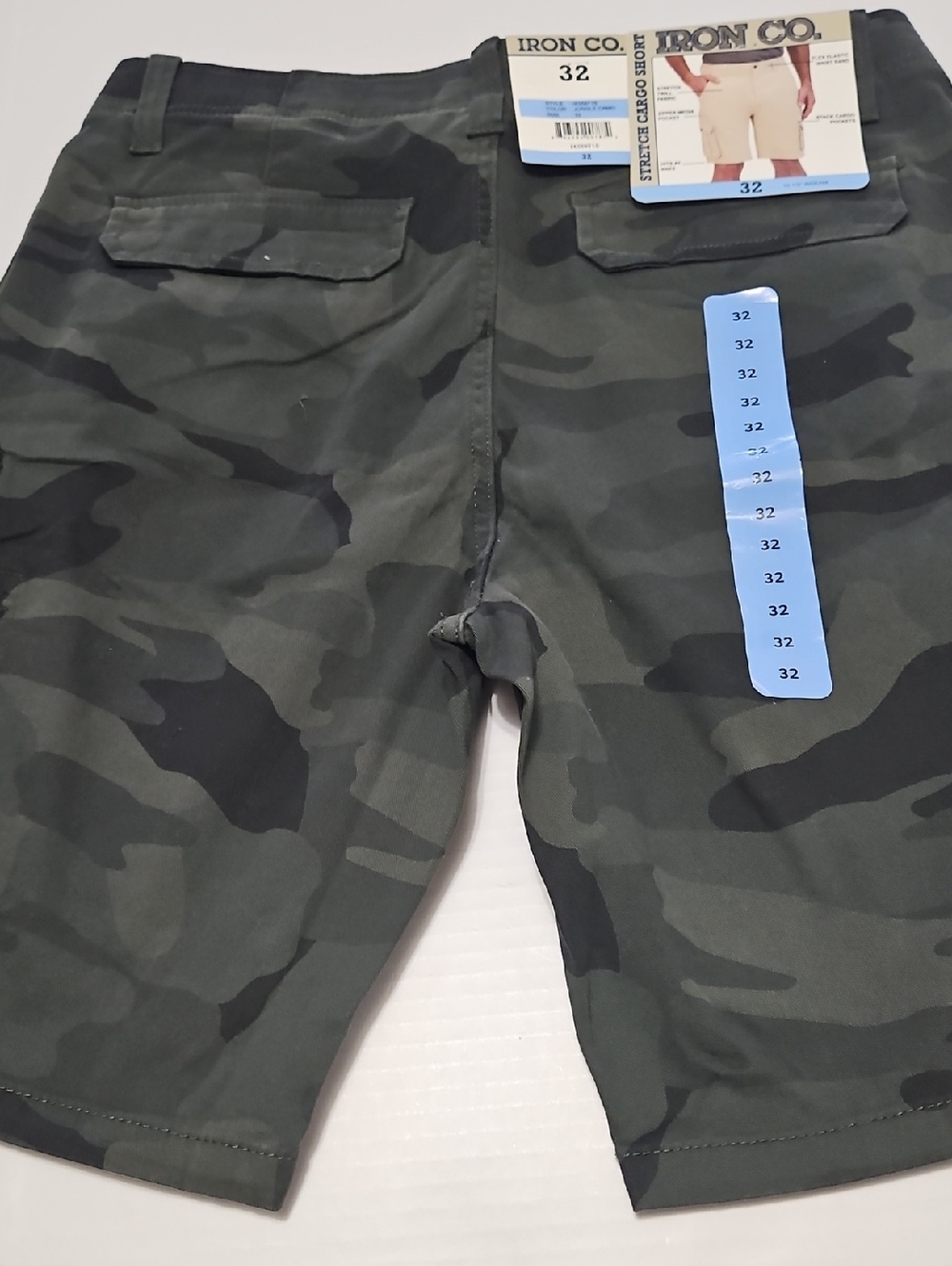 Iron Clothing Co Jungle  Green Camo Men's Stretch Cargo Shorts Size 32 - Picture 11 of 12